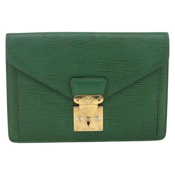 LOUIS VUITTON Epi Serie Dragonne Clutch Bag Green LV Auth BA11887