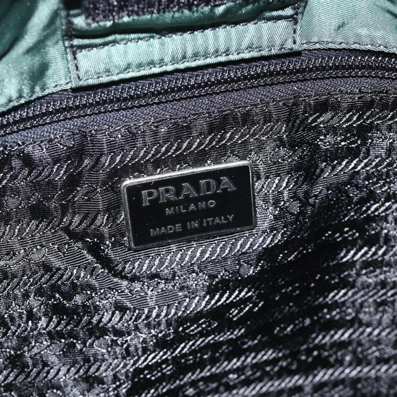 PRADA Shoulder Bag Nylon Green Silver Auth BA11893