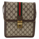 GUCCI GG Supreme Web Sherry Line Shoulder Bag PVC Beige Gold 145857 Auth BA11894-13