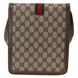 GUCCI GG Supreme Web Sherry Line Shoulder Bag PVC Beige Gold 145857 Auth BA11894 - 0