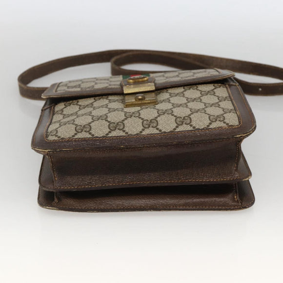GUCCI GG Supreme Web Sherry Line Shoulder Bag PVC Beige Gold 145857 Auth BA11894