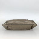 Salvatore Ferragamo Gancini Hand Bag Leather Gold Silver Auth BA11899-5