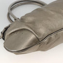 Salvatore Ferragamo Gancini Hand Bag Leather Gold Silver Auth BA11899-15