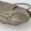 Salvatore Ferragamo Gancini Hand Bag Leather Gold Silver Auth BA11899-16