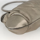 Salvatore Ferragamo Gancini Hand Bag Leather Gold Silver Auth BA11899-17