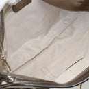 Salvatore Ferragamo Gancini Hand Bag Leather Gold Silver Auth BA11899-11