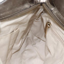 Salvatore Ferragamo Gancini Hand Bag Leather Gold Silver Auth BA11899-20
