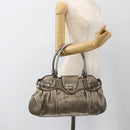 Salvatore Ferragamo Gancini Hand Bag Leather Gold Silver Auth BA11899-24
