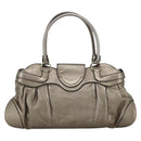 Salvatore Ferragamo Gancini Hand Bag Leather Gold Silver Auth BA11899-2