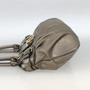 Salvatore Ferragamo Gancini Hand Bag Leather Gold Silver Auth BA11899-3