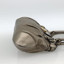 Salvatore Ferragamo Gancini Hand Bag Leather Gold Silver Auth BA11899-4