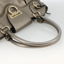 Salvatore Ferragamo Gancini Hand Bag Leather Gold Silver Auth BA11899-8