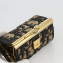 Christian Dior Trotter Canvas Coin Purse Navy Gold Auth BA11901-6