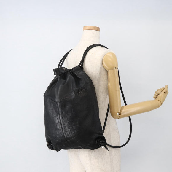 Jimmy Choo Backpack Leather Black Auth BA11902A