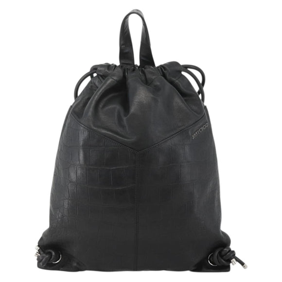 Jimmy Choo Backpack Leather Black Auth BA11902A