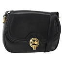CELINE Horse Carriage Shoulder Bag Leather Black Gold Auth BA11909-1