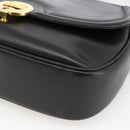 CELINE Horse Carriage Shoulder Bag Leather Black Gold Auth BA11909-9