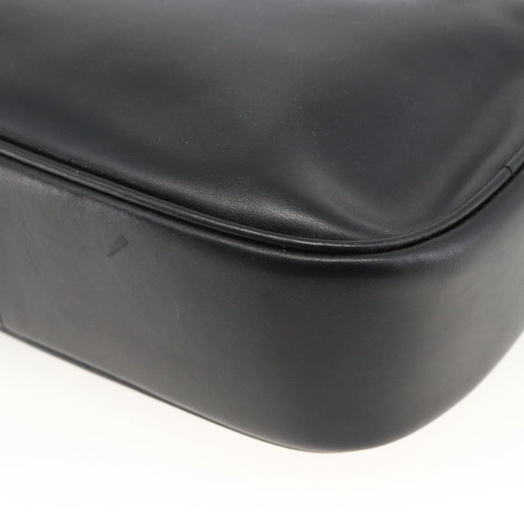 CELINE Horse Carriage Shoulder Bag Leather Black Gold Auth BA11909