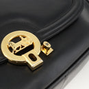 CELINE Horse Carriage Shoulder Bag Leather Black Gold Auth BA11909-10