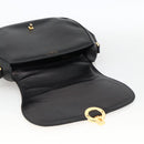 CELINE Horse Carriage Shoulder Bag Leather Black Gold Auth BA11909-11