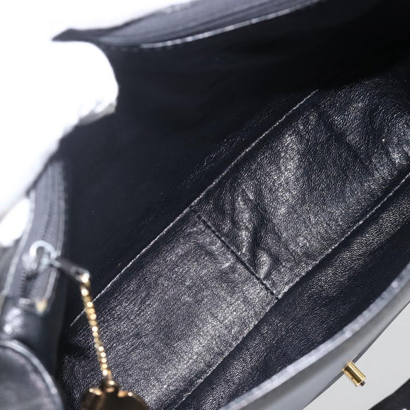 CELINE Horse Carriage Shoulder Bag Leather Black Gold Auth BA11909