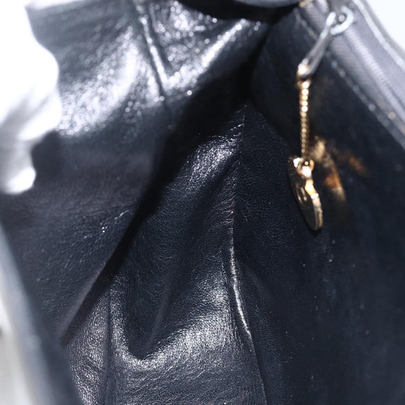 CELINE Horse Carriage Shoulder Bag Leather Black Gold Auth BA11909