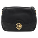 CELINE Horse Carriage Shoulder Bag Leather Black Gold Auth BA11909-13