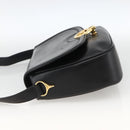 CELINE Horse Carriage Shoulder Bag Leather Black Gold Auth BA11909-3