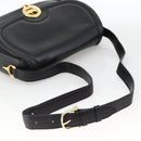 CELINE Horse Carriage Shoulder Bag Leather Black Gold Auth BA11909-7