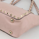 VALENTINO Rock Studs Hand Bag Leather 2way Pink Gold Auth BA11911A-15