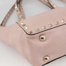 VALENTINO Rock Studs Hand Bag Leather 2way Pink Gold Auth BA11911A-16