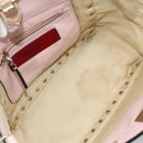 VALENTINO Rock Studs Hand Bag Leather 2way Pink Gold Auth BA11911A-11