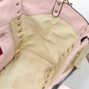 VALENTINO Rock Studs Hand Bag Leather 2way Pink Gold Auth BA11911A-20