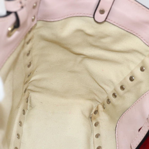 VALENTINO Rock Studs Hand Bag Leather 2way Pink Gold Auth BA11911A