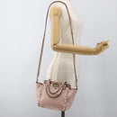 VALENTINO Rock Studs Hand Bag Leather 2way Pink Gold Auth BA11911A-24