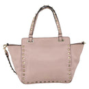 VALENTINO Rock Studs Hand Bag Leather 2way Pink Gold Auth BA11911A-2