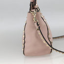 VALENTINO Rock Studs Hand Bag Leather 2way Pink Gold Auth BA11911A-3