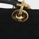 Christian Dior Lady Dior Canage Hand Bag Nylon Black Gold Auth BA11915-14