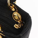 Christian Dior Lady Dior Canage Hand Bag Nylon Black Gold Auth BA11915-15