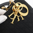 Christian Dior Lady Dior Canage Hand Bag Nylon Black Gold Auth BA11915-16