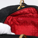 Christian Dior Lady Dior Canage Hand Bag Nylon Black Gold Auth BA11915-21