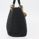 Christian Dior Lady Dior Canage Hand Bag Nylon Black Gold Auth BA11915-5