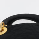 Christian Dior Lady Dior Canage Hand Bag Nylon Black Gold Auth BA11915-8