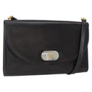 Christian Dior Shoulder Bag Leather Black Gold Auth BA11919-1