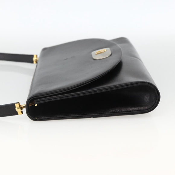 Christian Dior Shoulder Bag Leather Black Gold Auth BA11919