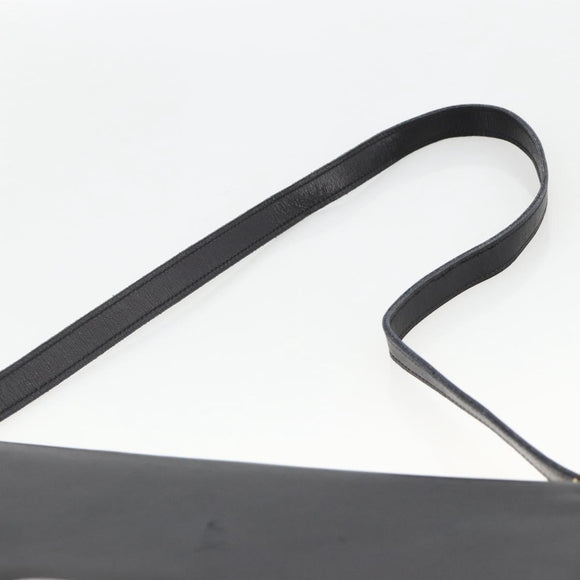 Christian Dior Shoulder Bag Leather Black Gold Auth BA11919