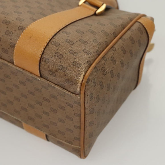 GUCCI Micro GG Supreme Hand Bag PVC Beige Gold Auth BA1192