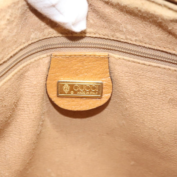 GUCCI Micro GG Supreme Hand Bag PVC Beige Gold Auth BA1192