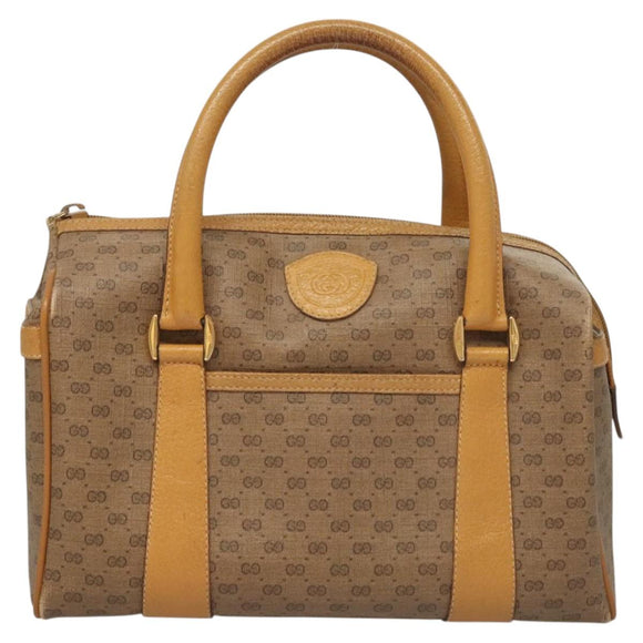 GUCCI Micro GG Supreme Hand Bag PVC Beige Gold Auth BA1192