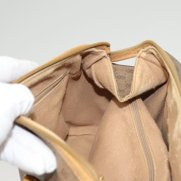 GUCCI Micro GG Supreme Hand Bag PVC Beige Gold Auth BA1192